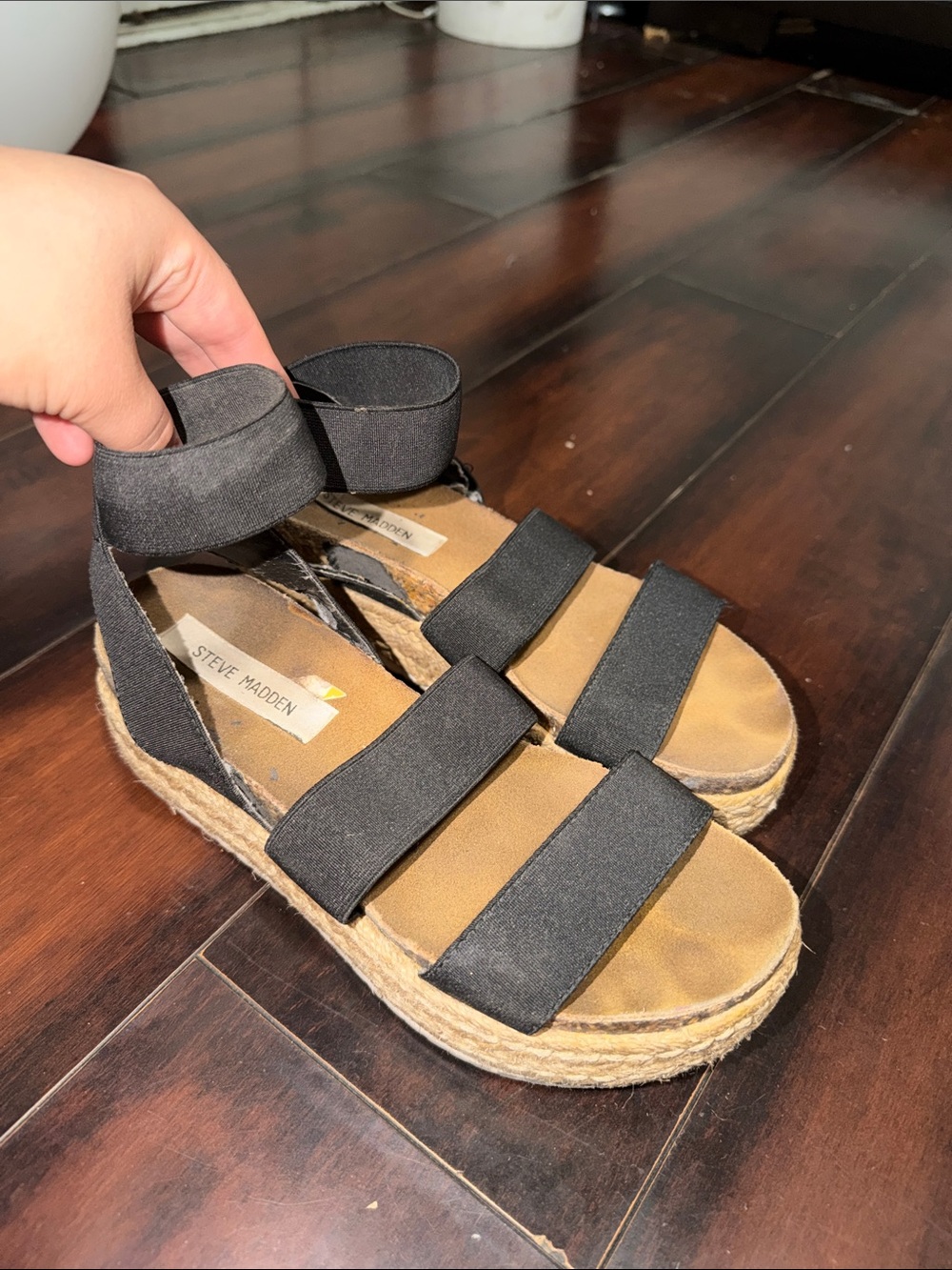 Steve Madden Black Strappy Espadrille Platform Sandals for Kids